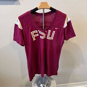Nike Florida State Seminoles Jersey Style V Neck Shirt Womens XL Spellout Logo